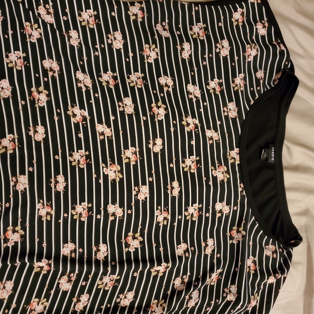Torrid semi sheer floral and striped top size 2